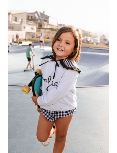 Sudadera con cuello vichy