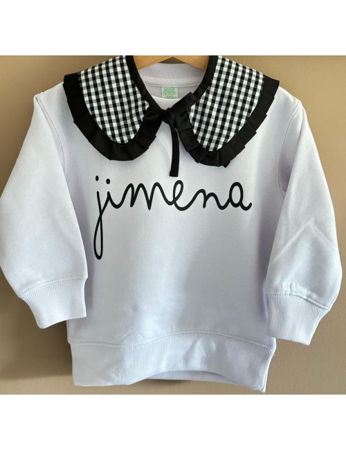 Sudadera con cuello vichy